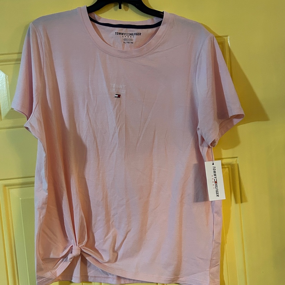 Tommy Hilfiger Women's Light Pink Short Sleeve Tee - Picture 2 of 4